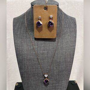 Amethyst and Pink Gold Plated Necklace Set.